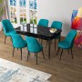 Extendable Dining Table & Chairs Set (7 Pieces) Zen - Black Marble, Turquoise Black Marble
Turquoise