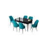 Extendable Dining Table & Chairs Set (7 Pieces) Zen - Black Marble, Turquoise Black Marble
Turquoise