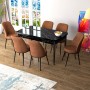 Extendable Dining Table & Chairs Set (7 Pieces) Zen - Black Marble, Tile Red Black Marble
Tile Red