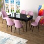 Extendable Dining Table & Chairs Set (7 Pieces) Zen - Black Marble, Pink Black Marble
Pink