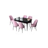Extendable Dining Table & Chairs Set (7 Pieces) Zen - Black Marble, Pink Black Marble
Pink
