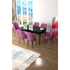 Extendable Dining Table & Chairs Set (7 Pieces) Zen - Black Marble, Purple Black Marble
Purple