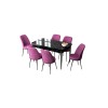 Extendable Dining Table & Chairs Set (7 Pieces) Zen - Black Marble, Purple Black Marble
Purple