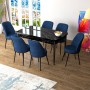 Extendable Dining Table & Chairs Set (7 Pieces) Zen - Black Marble, Navy Blue Black Marble
Navy Blue