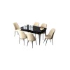 Extendable Dining Table & Chairs Set (7 Pieces) Zen - Black Marble, Cream Black Marble
Cream