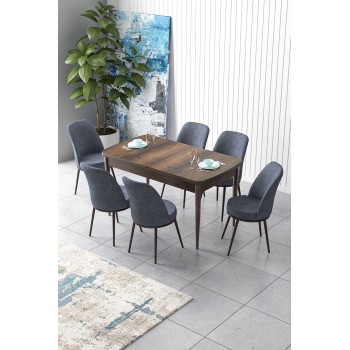 Extendable Dining Table & Chairs Set (7 Pieces) Zen - Baroque, Fume Baroque
Fume