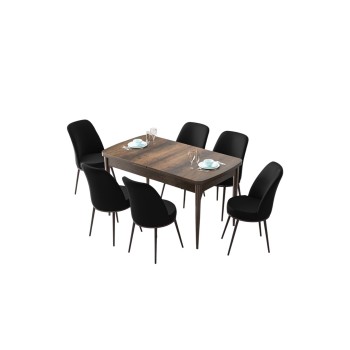 Extendable Dining Table & Chairs Set (7 Pieces) Zen - Baroque, Black Baroque
Black