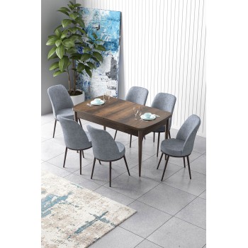 Extendable Dining Table & Chairs Set (7 Pieces) Zen - Baroque, Grey Baroque
Grey