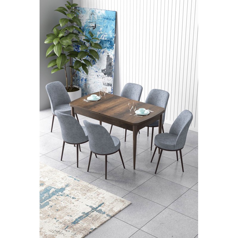 Extendable Dining Table & Chairs Set (7 Pieces) Zen - Baroque, Grey Baroque
Grey