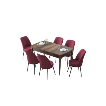 Extendable Dining Table & Chairs Set (7 Pieces) Zen - Baroque, Burgundy Baroque
Burgundy