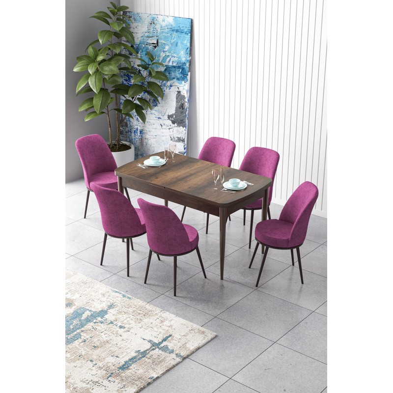 Extendable Dining Table & Chairs Set (7 Pieces) Zen - Baroque, Purple Baroque
Purple