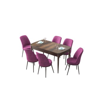 Extendable Dining Table & Chairs Set (7 Pieces) Zen - Baroque, Purple Baroque
Purple
