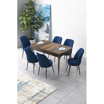 Extendable Dining Table & Chairs Set (7 Pieces) Zen - Baroque, Navy Blue Baroque
Navy Blue