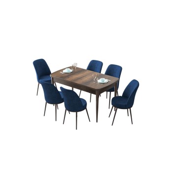 Extendable Dining Table & Chairs Set (7 Pieces) Zen - Baroque, Navy Blue Baroque
Navy Blue