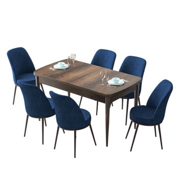 Extendable Dining Table & Chairs Set (7 Pieces) Zen - Baroque, Navy Blue Baroque
Navy Blue