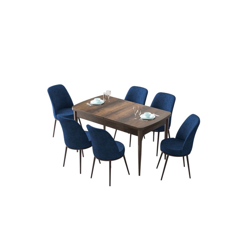 Extendable Dining Table & Chairs Set (7 Pieces) Zen - Baroque, Navy Blue Baroque
Navy Blue
