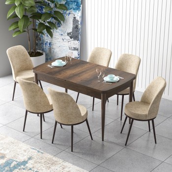 Extendable Dining Table & Chairs Set (7 Pieces) Zen - Baroque, Cream Baroque
Cream