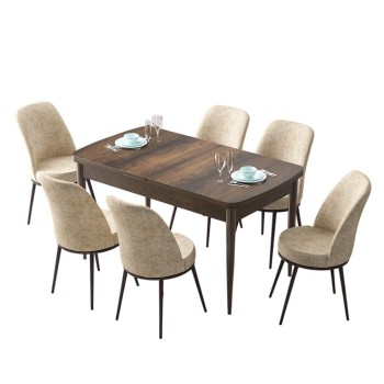 Extendable Dining Table & Chairs Set (7 Pieces) Zen - Baroque, Cream Baroque
Cream