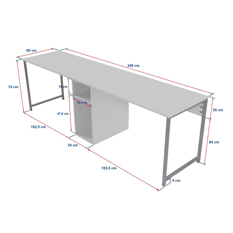 Hanah Home Study Desk Twin Study Desk - Atlantic Pine Atlantic Pine
Black