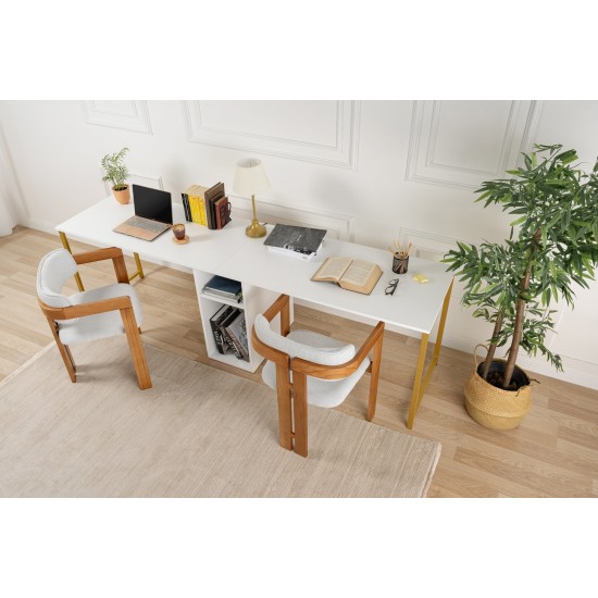 Hanah Home Study Desk Twin Study Desk - White White 
Gold