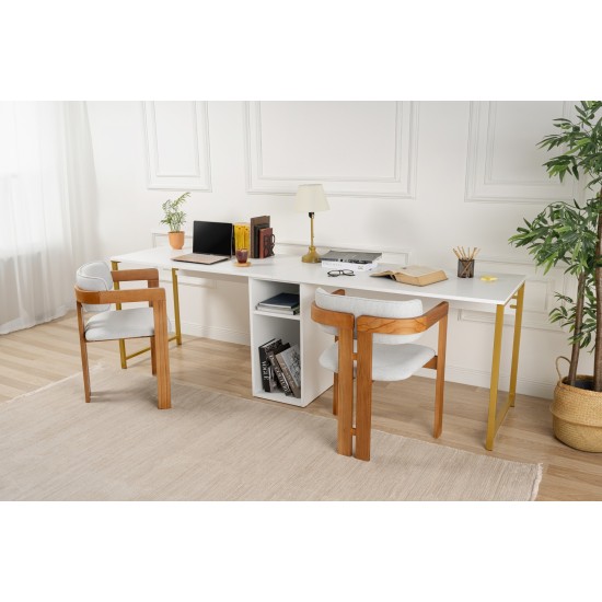 Hanah Home Study Desk Twin Study Desk - White White 
Gold