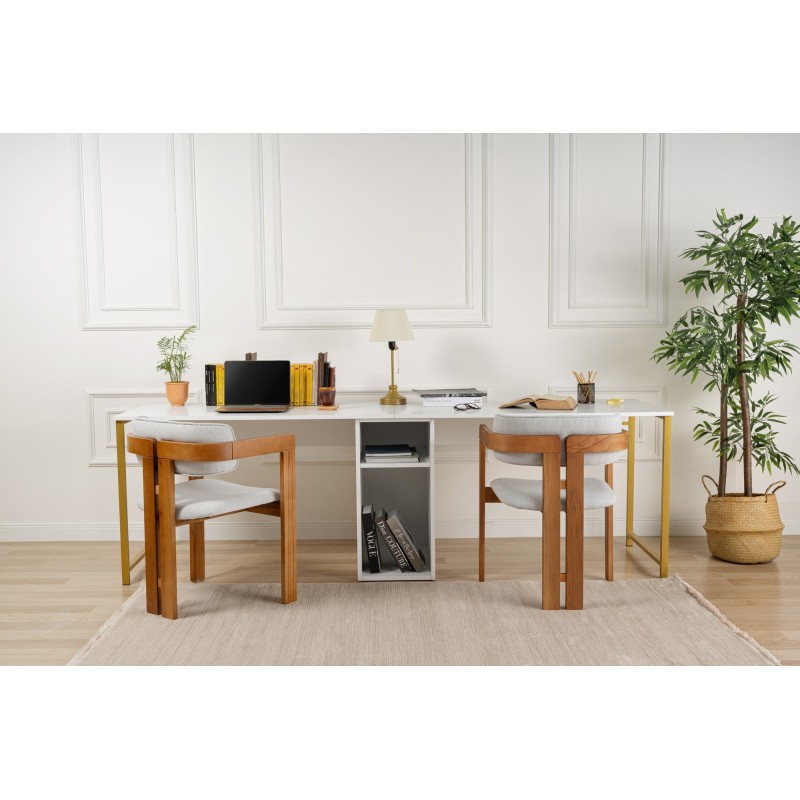 Hanah Home Study Desk Twin Study Desk - White White 
Gold