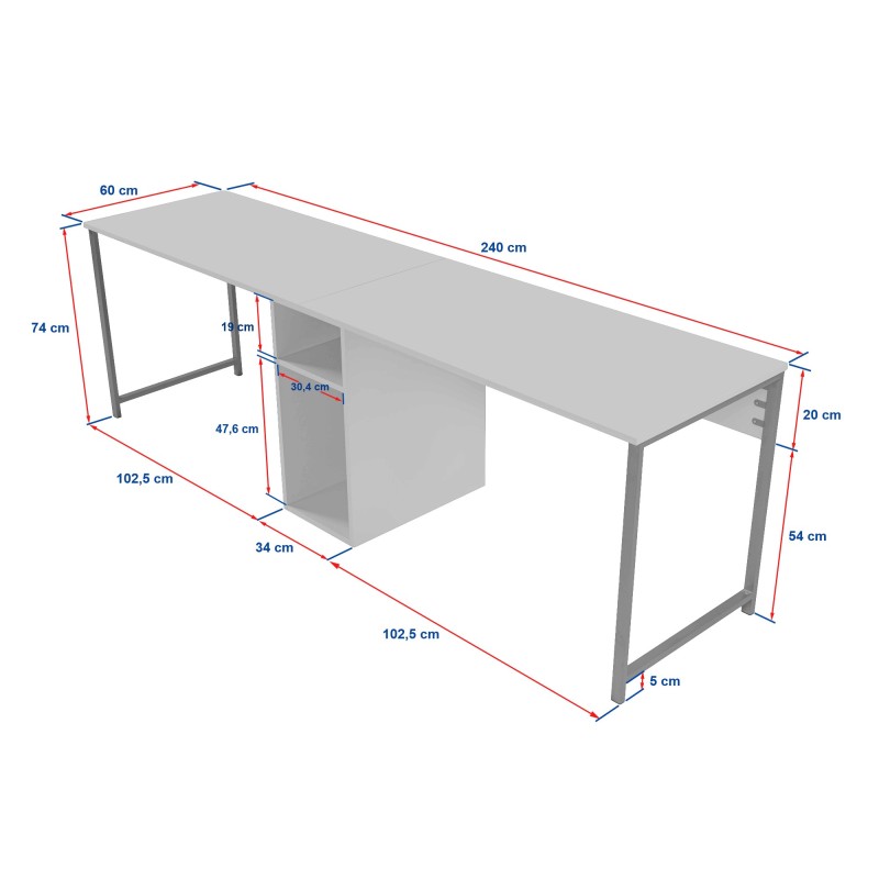 Hanah Home Study Desk Twin Study Desk - White White 
Gold