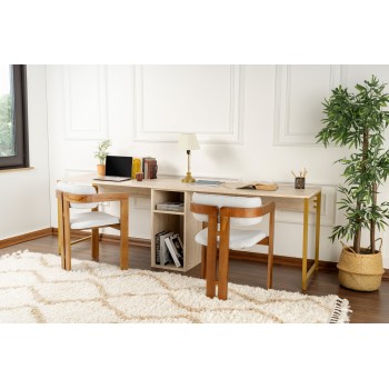 Study Desk Twin Study Desk - Travertine, Gold Travertine 
Gold