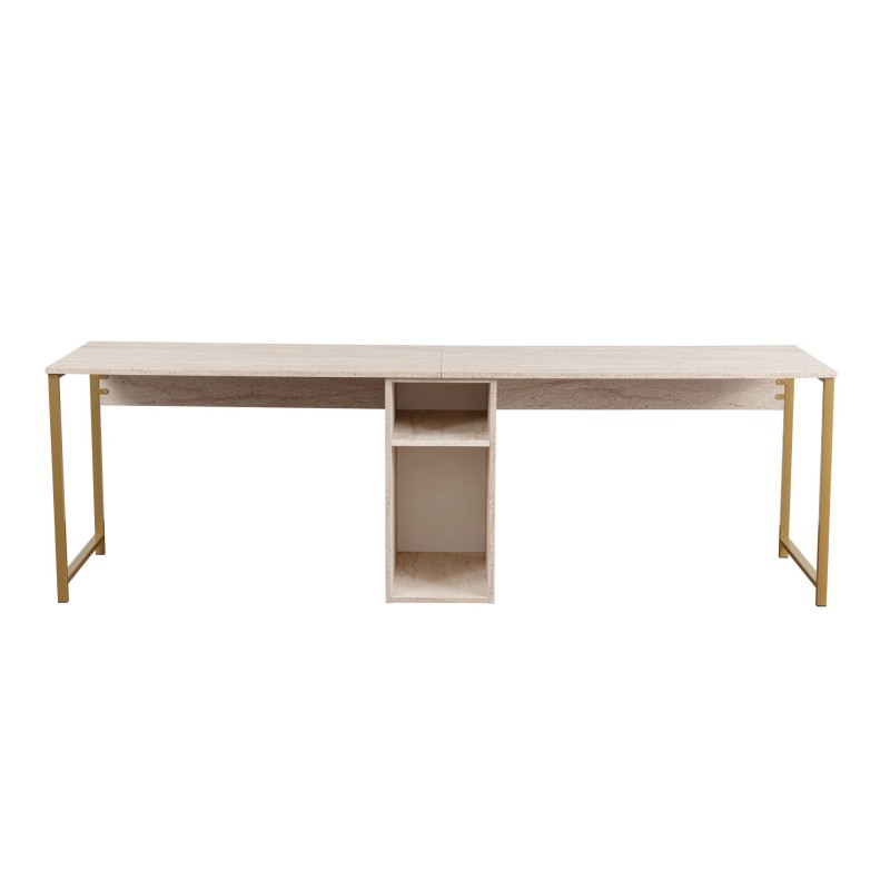 Hanah Home Study Desk Twin Study Desk - Travertine, Gold Travertine 
Gold