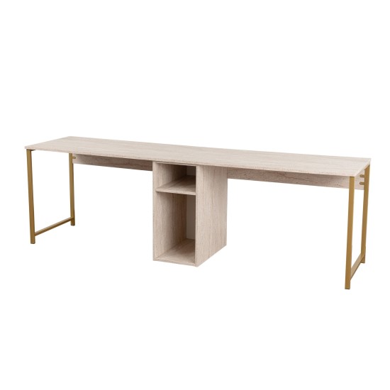 Hanah Home Study Desk Twin Study Desk - Travertine, Gold Travertine 
Gold