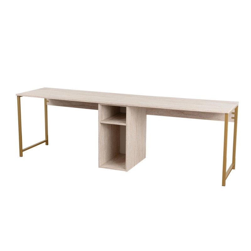Hanah Home Study Desk Twin Study Desk - Travertine, Gold Travertine 
Gold