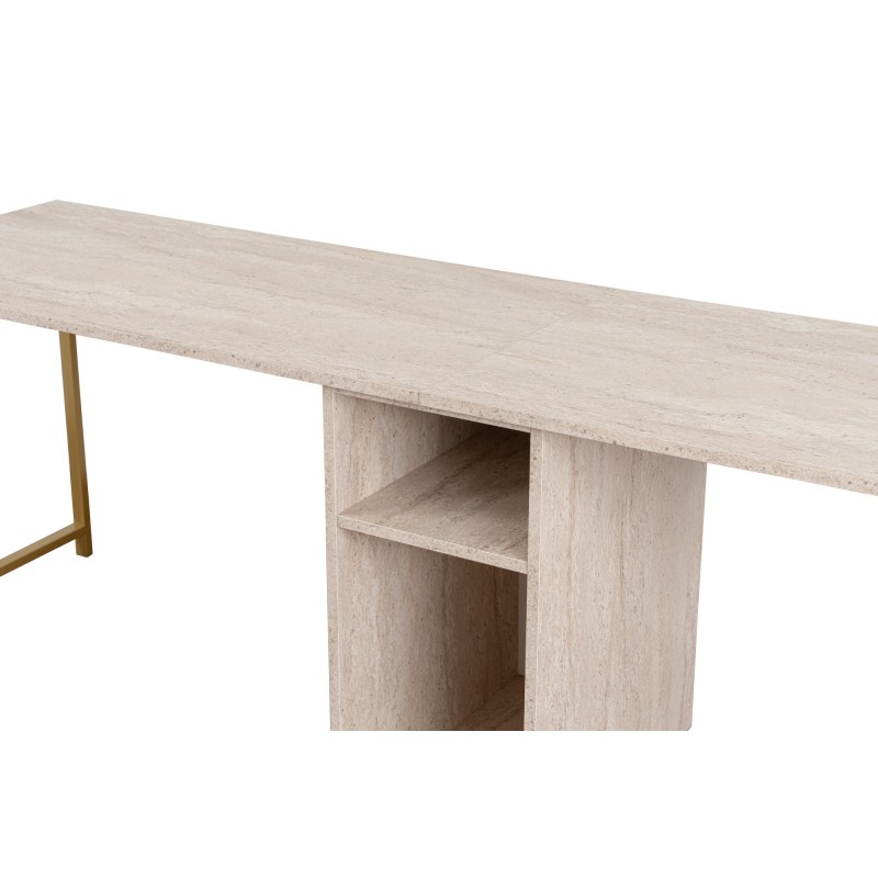 Hanah Home Study Desk Twin Study Desk - Travertine, Gold Travertine 
Gold