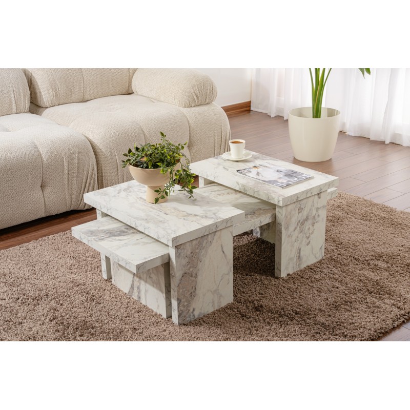 Hanah Home Coffee Table Sanctuary - Fressia Marble Freesia Marble