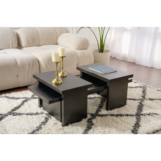 Coffee Table Sanctuary - Wood Black Wood Black Hanah Home Coffee Table Sanctuary - Wood Black Wood Black