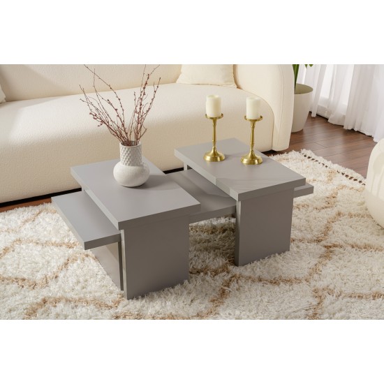 Coffee Table Sanctuary - Grey Grey Hanah Home Coffee Table Sanctuary - Grey Grey