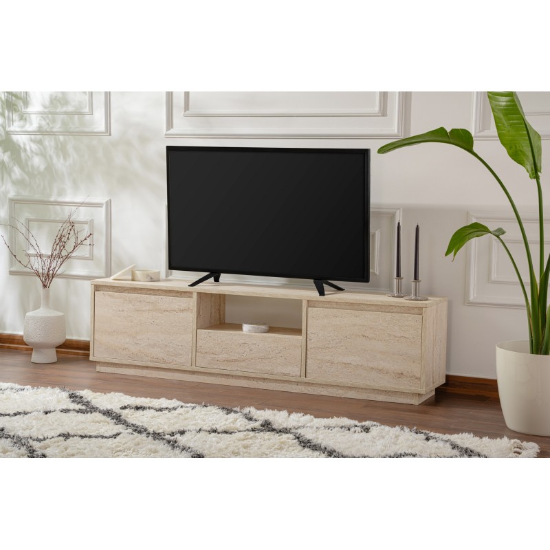 Hanah Home TV Stand Vanguard - Travertine Travertine