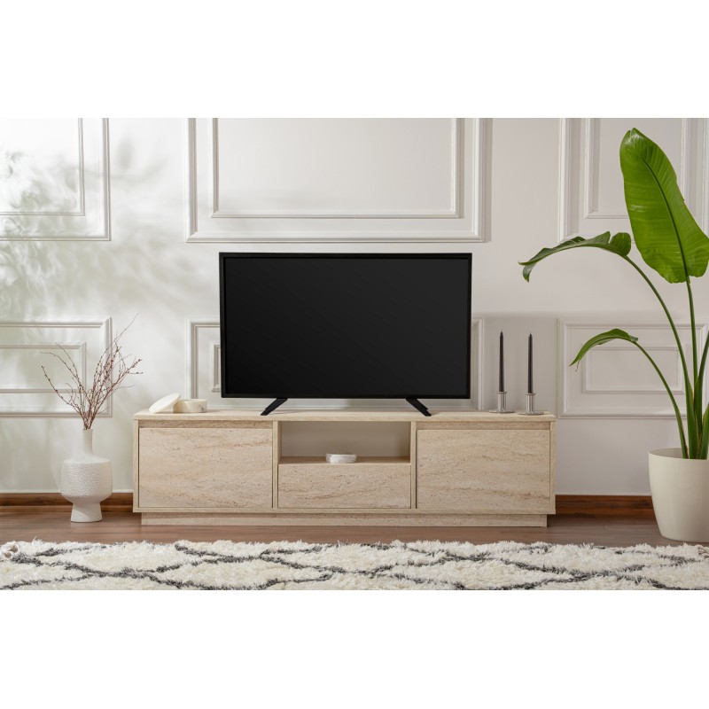 Hanah Home TV Stand Vanguard - Travertine Travertine