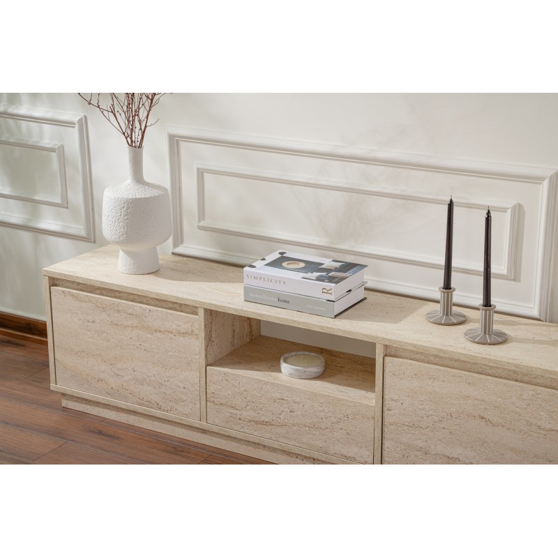 Hanah Home TV Stand Vanguard - Travertine Travertine