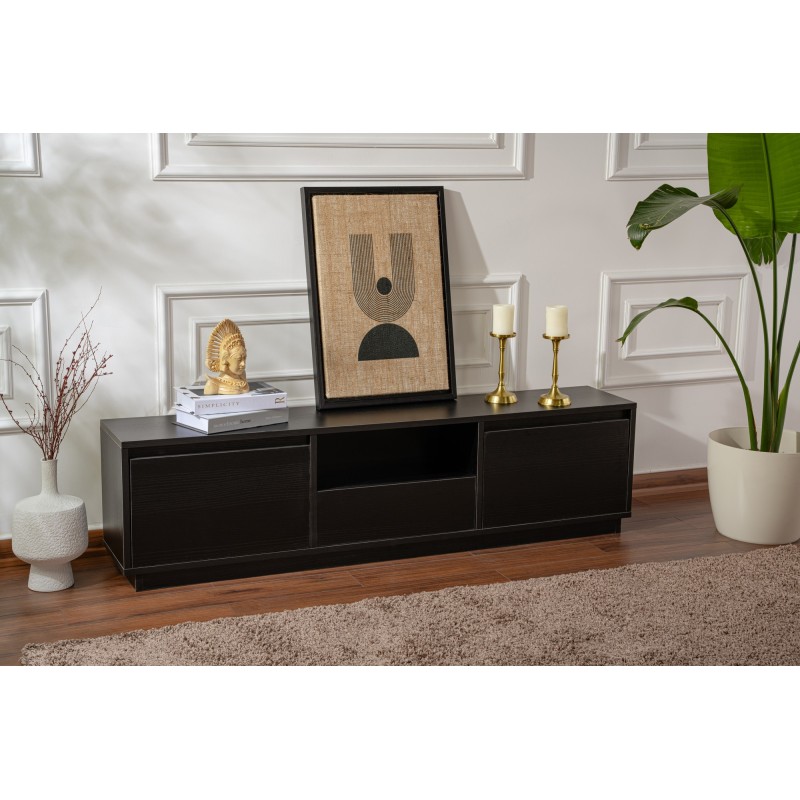 Hanah Home TV Stand Vanguard - Wood Black Wood Black