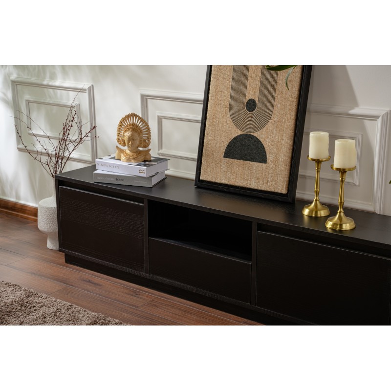 Hanah Home TV Stand Vanguard - Wood Black Wood Black