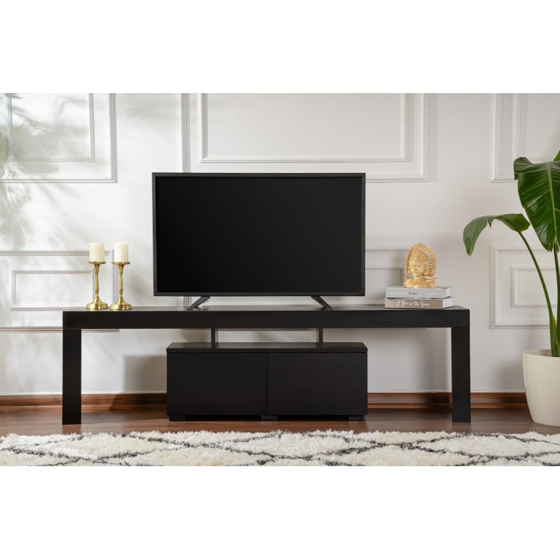 Hanah Home TV Stand Enclave - Wood Black Wood Black