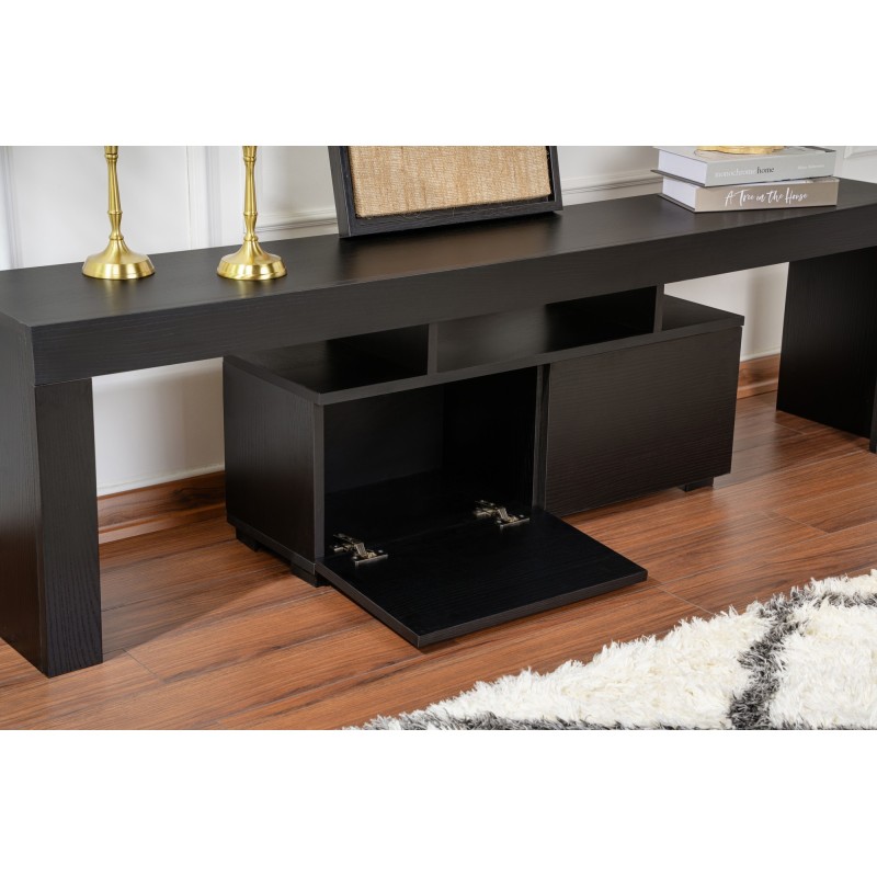 Hanah Home TV Stand Enclave - Wood Black Wood Black