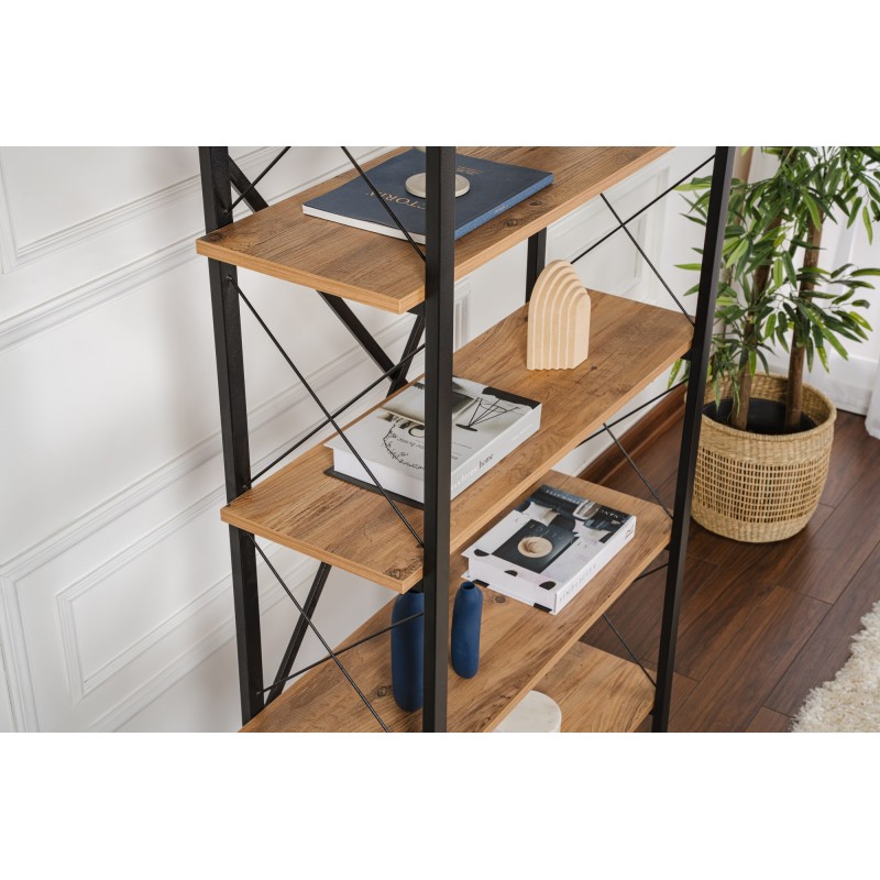 Βιβλιοθήκη Elysian - Χρώμα Πεύκο & Μαύρο - 90x34x180εκ