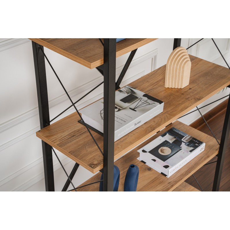 Βιβλιοθήκη Elysian - Χρώμα Πεύκο & Μαύρο - 90x34x180εκ