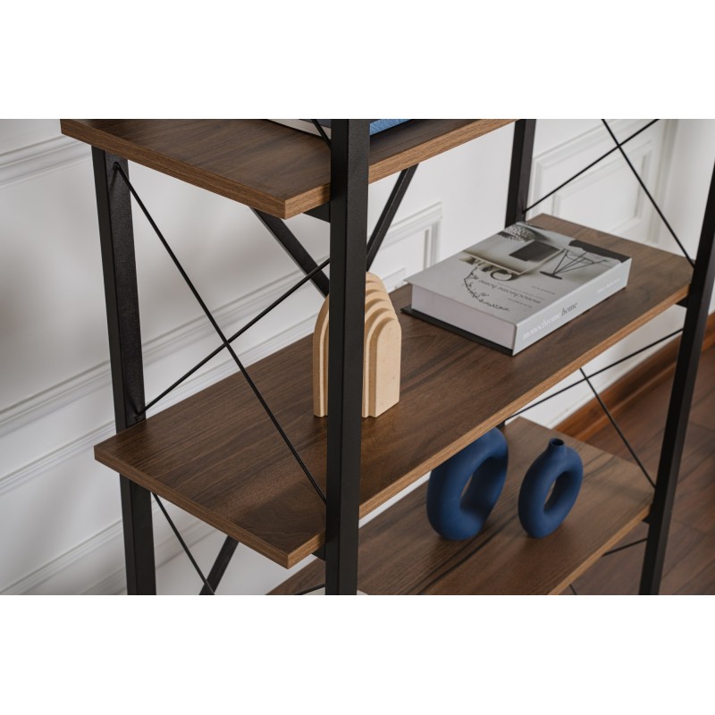 Βιβλιοθήκη Elysian - Χρώμα Καρυδί & Μαύρο - 90x34x180εκ