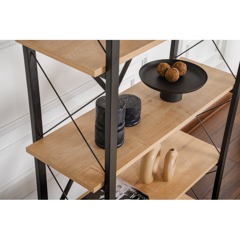 Βιβλιοθήκη Elysian - Χρώμα Δρυς & Μαύρο - 90x34x180εκ