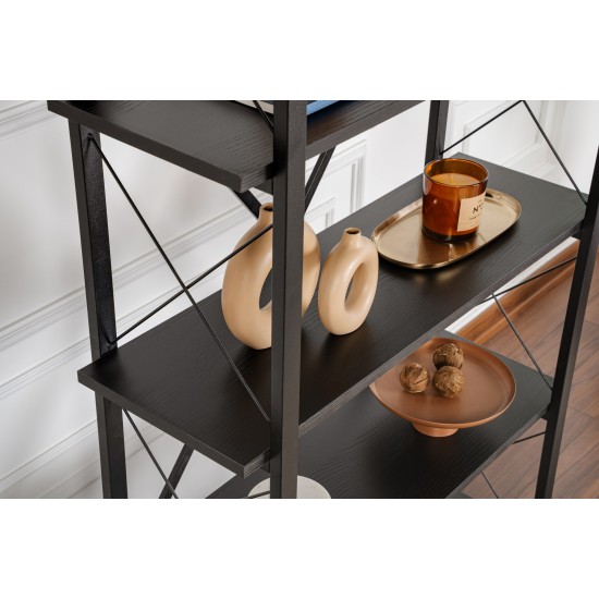 Βιβλιοθήκη Elysian - Χρώμα Μαύρο Ξύλο & Μαύρο - 90x34x180εκ Βιβλιοθήκη Elysian - Χρώμα Μαύρο Ξύλο & Μαύρο - 90x34x180εκ