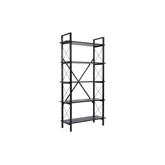 Βιβλιοθήκη Elysian - Χρώμα Μαύρο Ξύλο & Μαύρο - 90x34x180εκ Βιβλιοθήκη Elysian - Χρώμα Μαύρο Ξύλο & Μαύρο - 90x34x180εκ