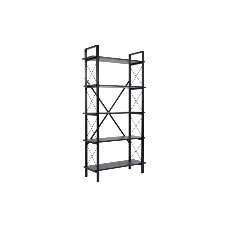 Βιβλιοθήκη Elysian - Χρώμα Μαύρο Ξύλο & Μαύρο - 90x34x180εκ