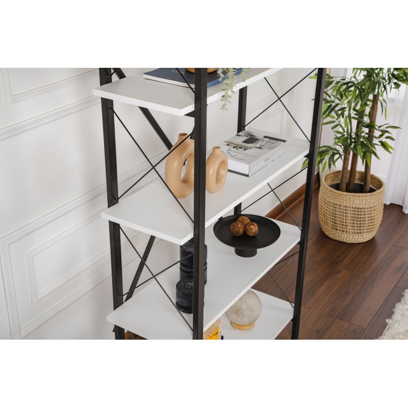 Βιβλιοθήκη Elysian - Χρώμα Λευκό & Μαύρο - 90x34x180εκ